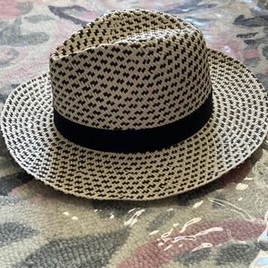 Loft Black and Cream Straw Hat